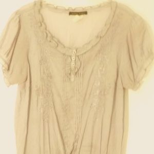 Light weight GRAY women's short sleeve pull over blouse Size L